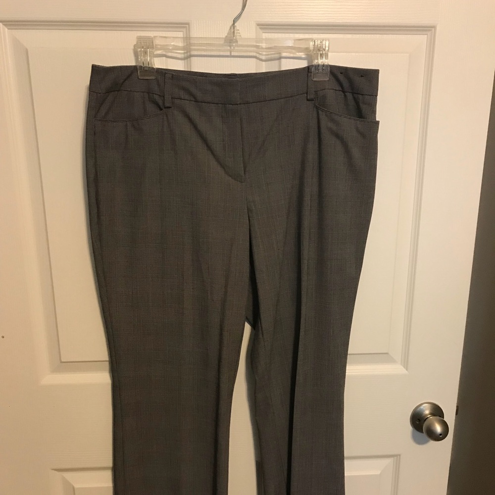Gray plaid slacks